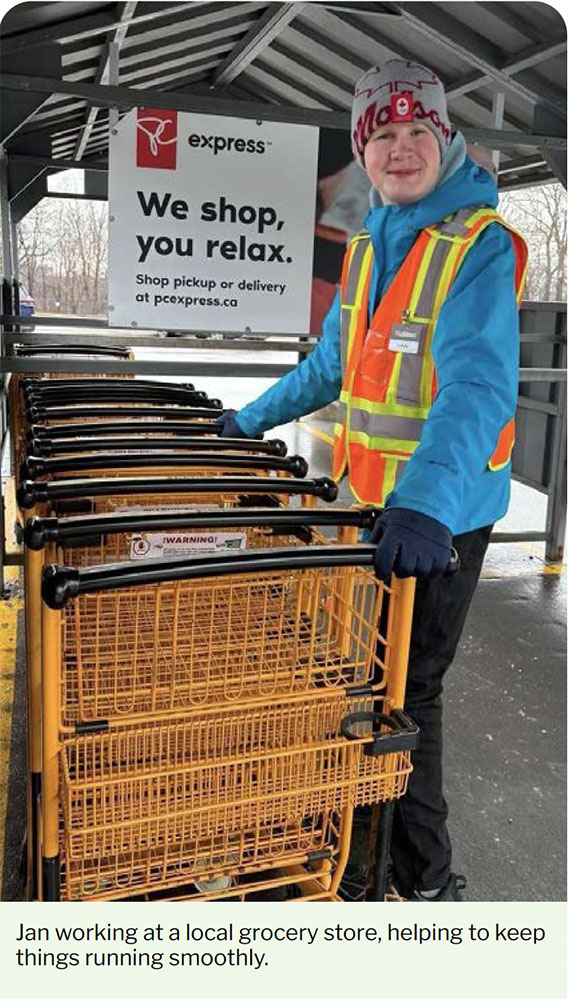 Jan working at a local grocery store, helping to keep things running smoothly.